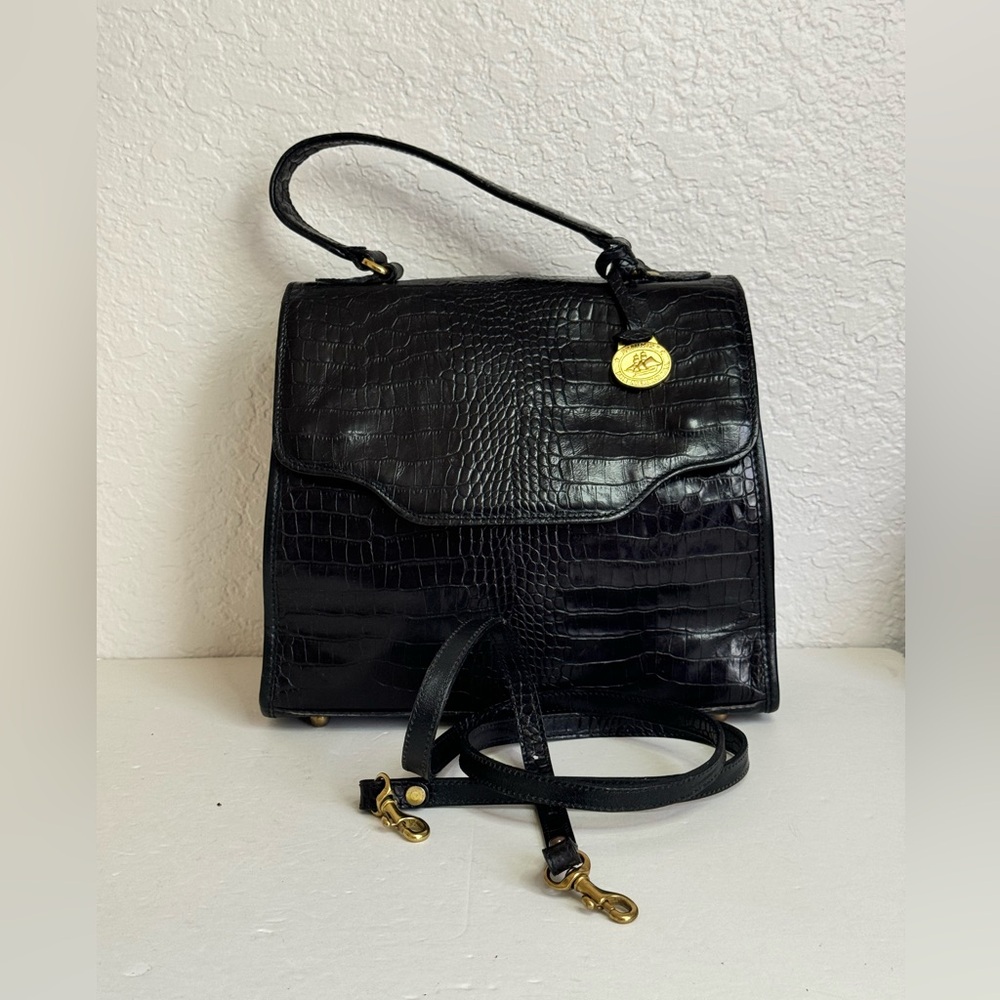 BRAHMIN Vintage Black Leather Shoulder /Hand Bag Satchel